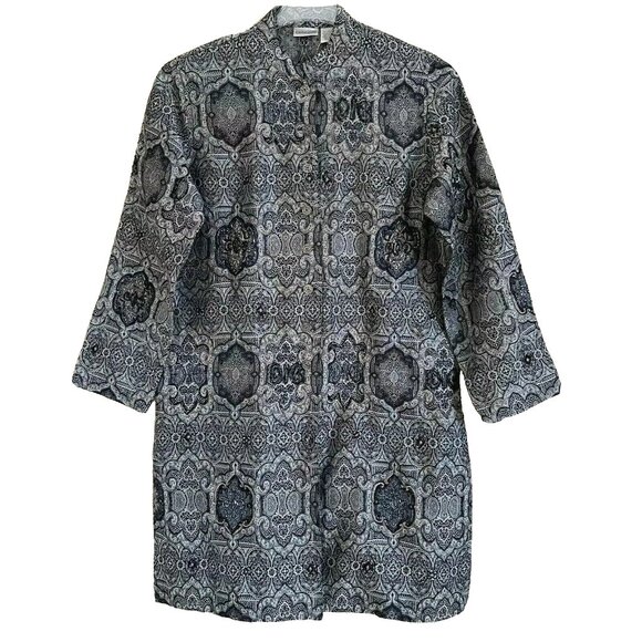 Chico's Beaded Embroidered Brocade Long Duster Jacket Medium NWT Modest - Picture 1 of 14